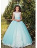 Cap Sleeves Lace Tulle Corset Back Floor Length Flower Girl Dress